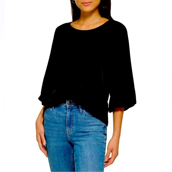 Calvin Klein Tops - NWT Sz X-SM Calvin Klein Matte Jersey Chiffon Top in “Black” 😍